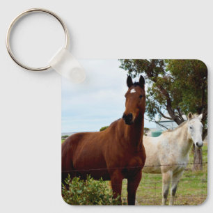 Brown Horse And White Mare, Key Ring