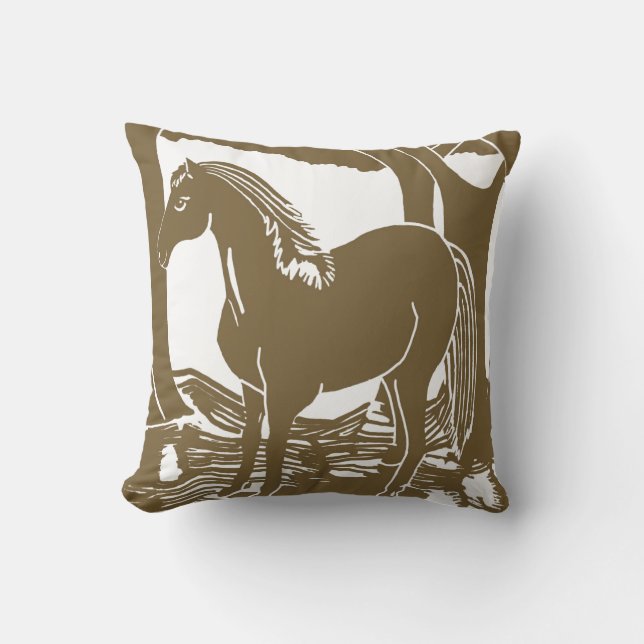 Brown Horse Art Pillow (Front)