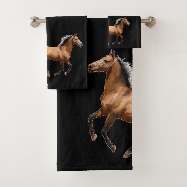 Brown Horse Bathroom Towel Set (Insitu)