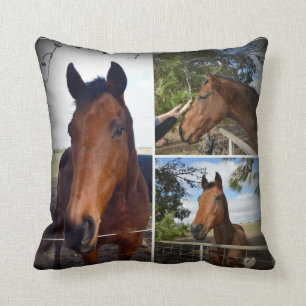 Brown Horse Beauty Photo Collage, Cushion
