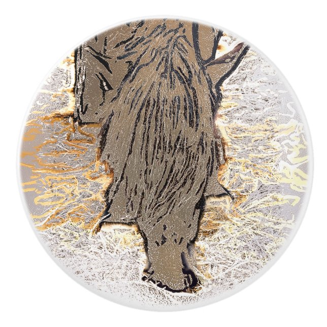 BROWN HORSE    CERAMIC KNOB (Front)