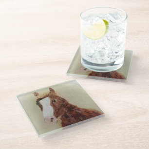 Brown Horse Glass Painting Coaster
