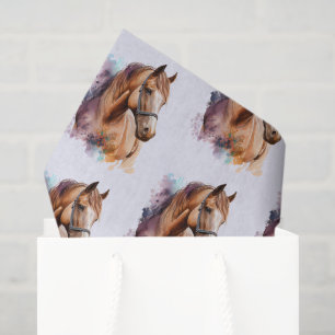 Brown Horse Head in Watercolor Pattern Tissue Paper