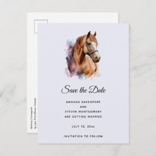 Brown Horse head Portrait in Watercolor Announcement Postcard