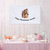 Brown Horse Head Portrait in Watercolor Birthday