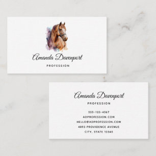 Brown Horse Head Portrait in Watercolor Business Card