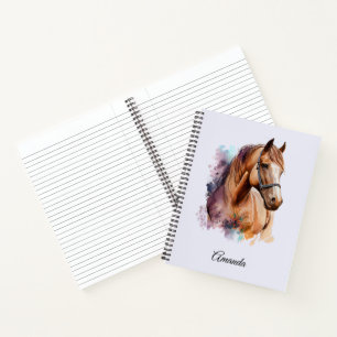 Brown Horse Head Portrait in Watercolor Notebook