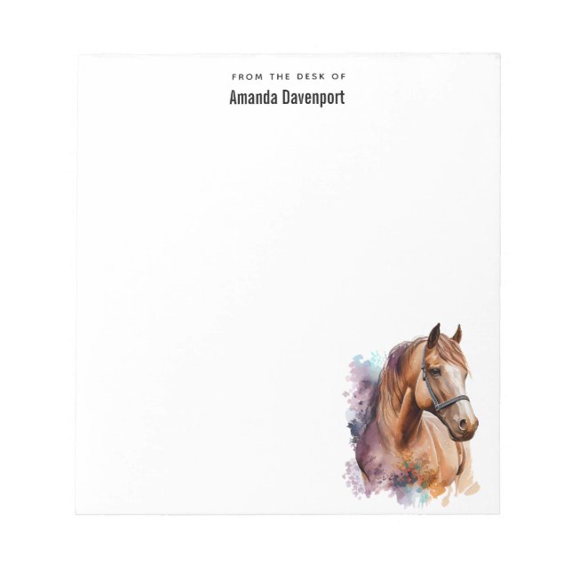 Brown Horse Head Portrait in Watercolor Notepad (Front)