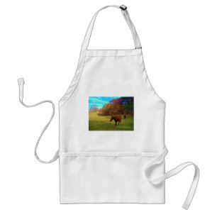 Brown Horse in a Rainbow coloured field Standard Apron