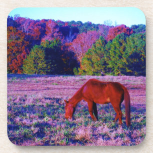 Brown horse in Purple Grass Coaster