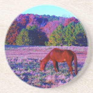 Brown horse in Purple Grass Coaster