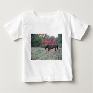 Brown horse in the red autumn trees baby T-Shirt