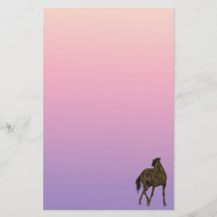Brown Horse in Wind Stationery Paper