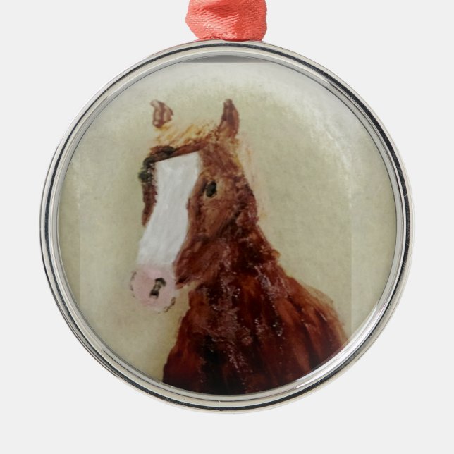 Brown Horse Metal Tree Decoration (Front)