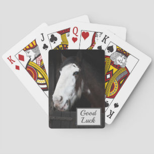 Brown Horse on Farm Good Luck Playing Cards