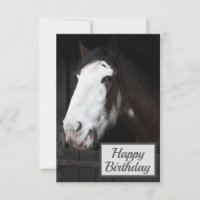 Brown Horse on Farm Happy Birthday Card