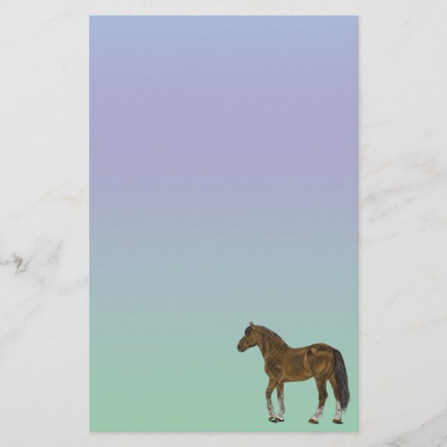 Brown Horse Pastel Stationery Paper (Front)