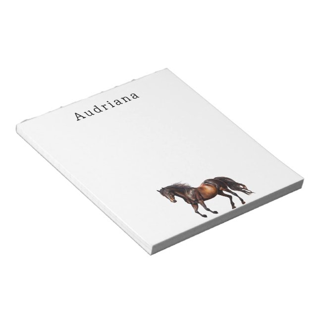Brown Horse Personalised Name Notepad (Angled)
