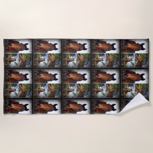 Brown Horse Photo Collage, Beach Towel