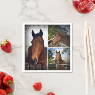 Brown Horse Photo Collage, Paper Napkins