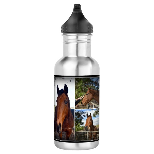 Brown Horse Photo Collage, Water Bottle (Right)