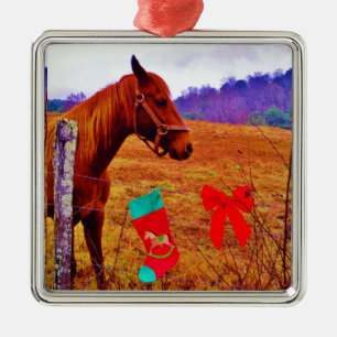 Brown horse purple tree Christmas Metal Tree Decoration