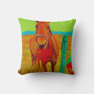 Brown Horse, Purple Trees Cushion