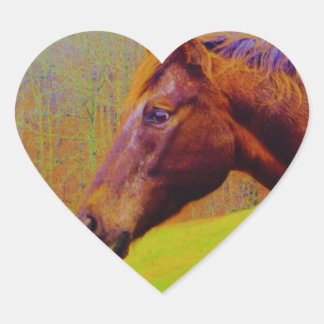 Brown Horse & Rainbow Forest Heart Sticker