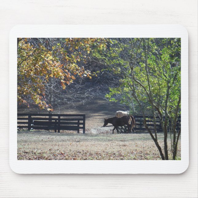 Brown Horse walking through Fence Mouse Mat (Front)