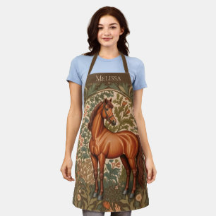 Brown Horse William Morris Inspired Personalized  Apron