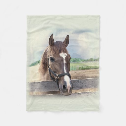 Image of Brown Horse with Halter Fleece Blanket
