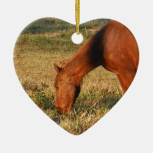 Brown Horse with Pine Trees Ceramic Tree Decoration