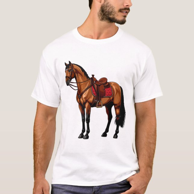 Brown Horse With Saddle T-Shirt (Front)