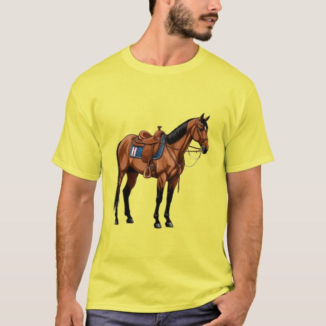 Brown Horse With Saddle T-Shirt (Front)