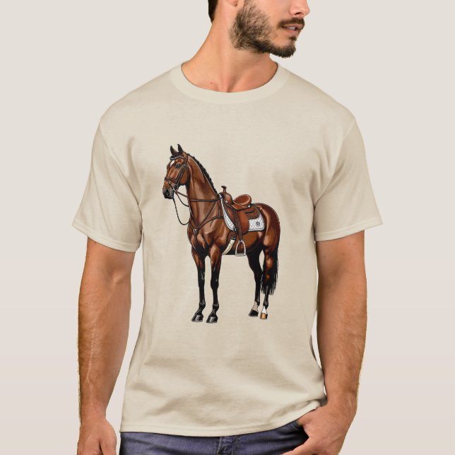 Brown Horse With Saddle T-Shirt (Front)