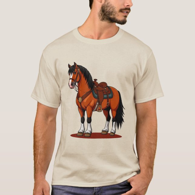 Brown Horse With Saddle T-Shirt (Front)