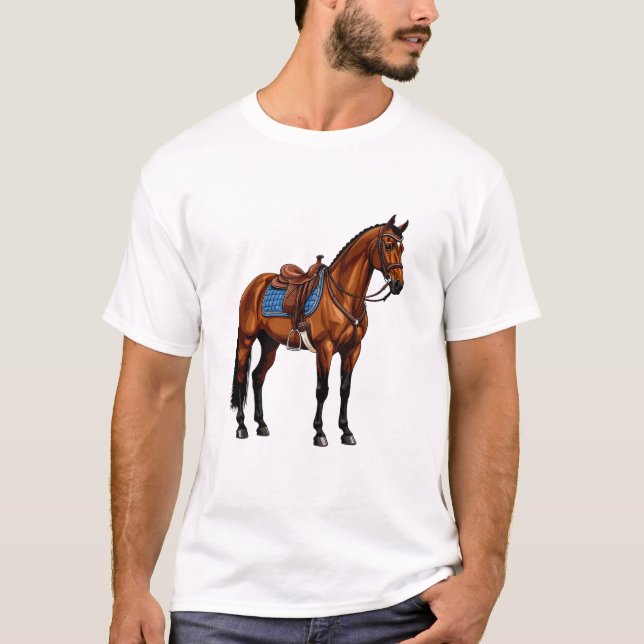 Brown Horse With Saddle T-Shirt (Front)