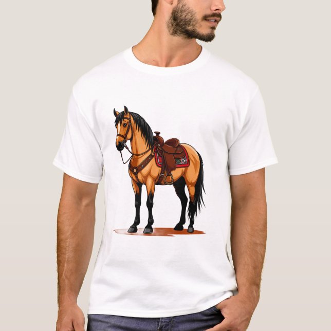 Brown Horse With Saddle T-Shirt (Front)