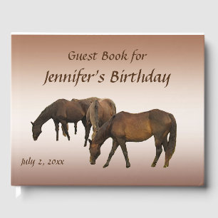 Brown Horses Animal Birthday Party Guest Book