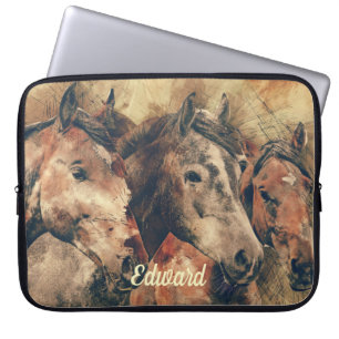 Brown Horses Laptop Sleeve