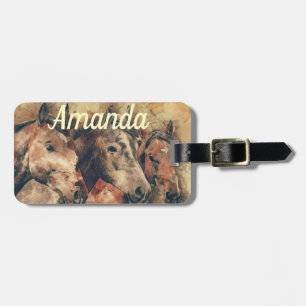 Brown Horses Luggage Tag