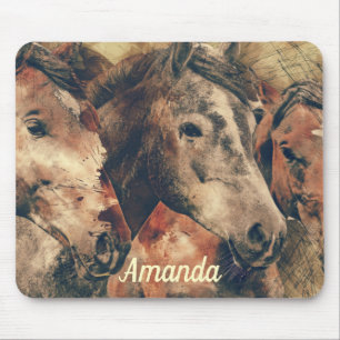Brown Horses Mouse Mat