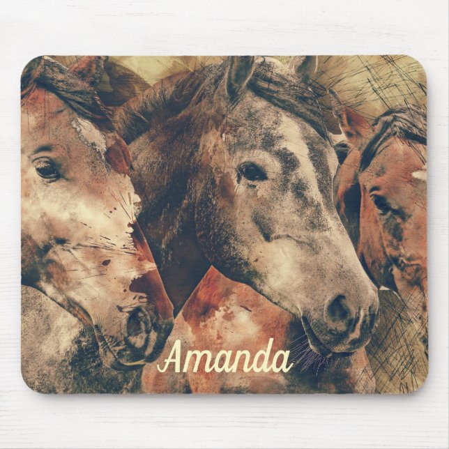 Brown Horses Mouse Mat (Front)
