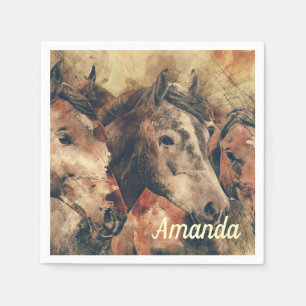 Brown Horses Napkin