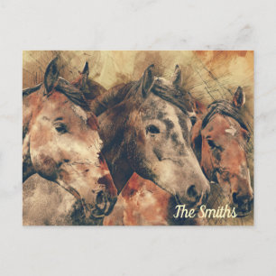 Brown Horses Postcard