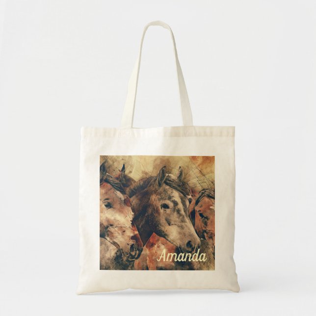 Brown Horses Tote Bag (Front)