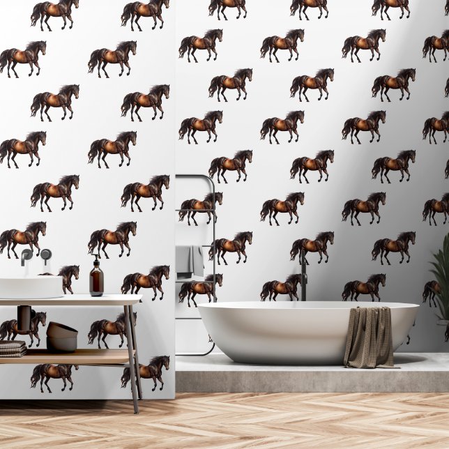 Brown Horses Wallpaper (Bathroom)