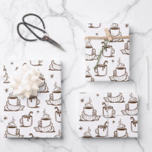 Brown Hot Coffee Seamless Pattern