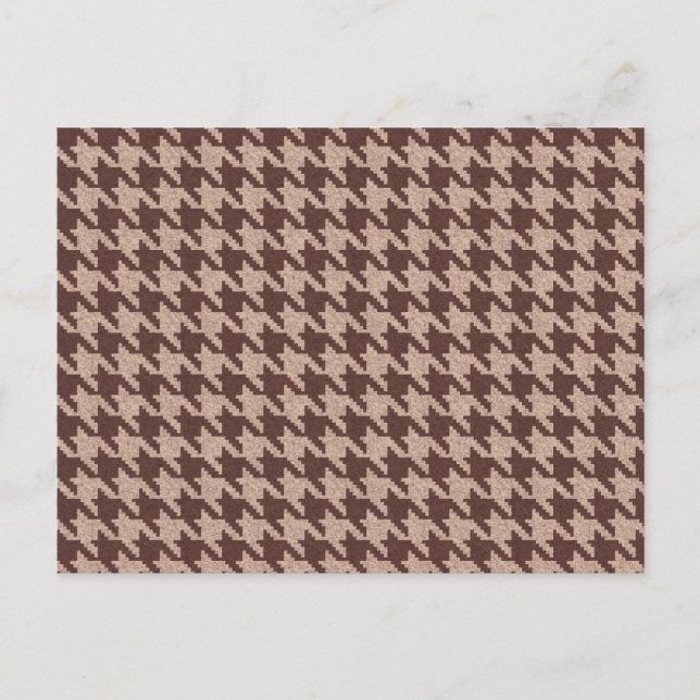 Brown Houndstooth Preppy Classic Pattern Blank Car Invitation Postcard (Front)