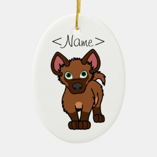 Brown Hyena Cub Ceramic Tree Decoration